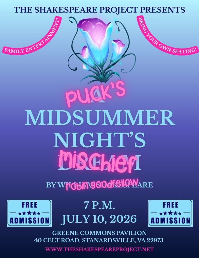 Poster for Puck’s Midsummer Night’s Mischief, a Shakespeare Project summer camp