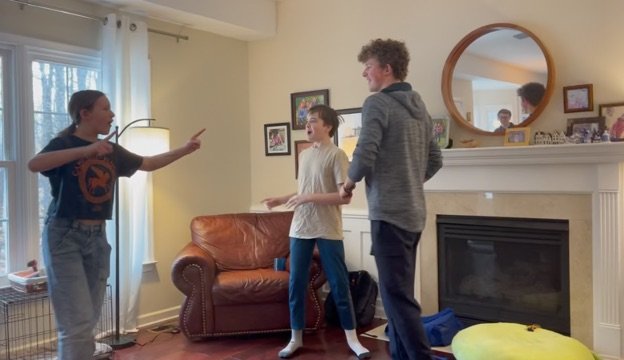 Students acting out a scene in class