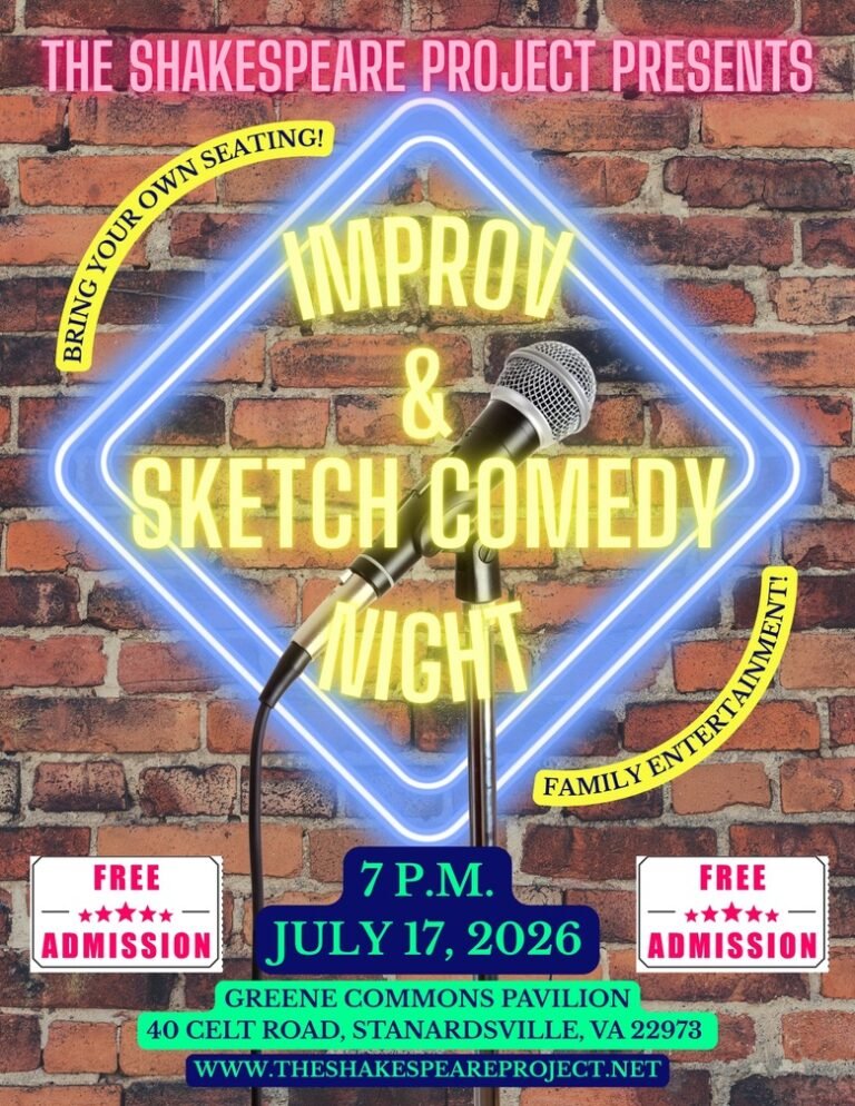 Poster for Improv & Sketch Comedy Camp, a Shakespeare Project summer camp